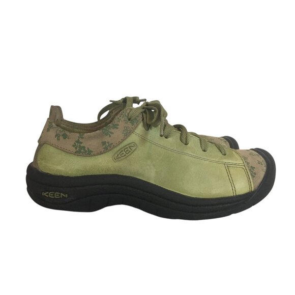 Keen Womens Green & Tan Suede Floral Low-Top Casual Shoes Size 5/35 - Picture 1 of 8